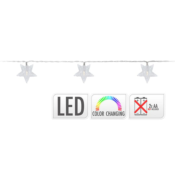 Fixed Battery Operated Garland 10 LEDs With Multicolor Star Lights 1.3M