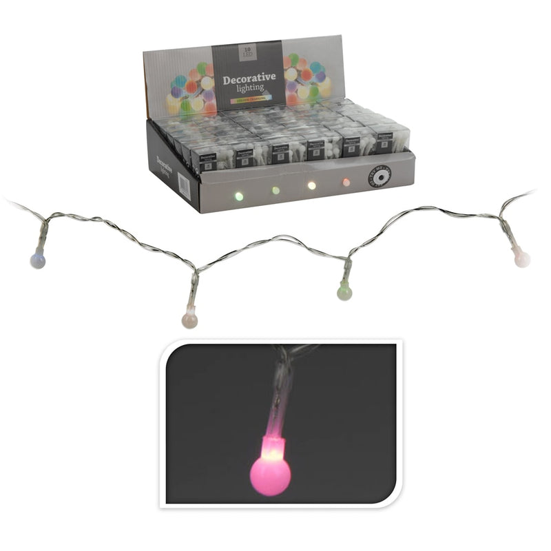 Battery Operated RGB String Light 10 Spherical LEDs 8mm Multicolor Light 1.3m