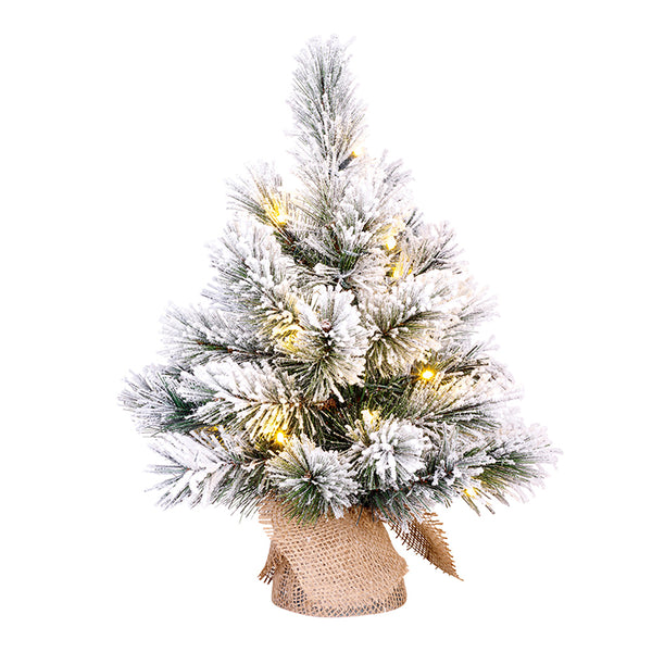 Mini Frost Effect Christmas Tree With Led Included 23x45cm