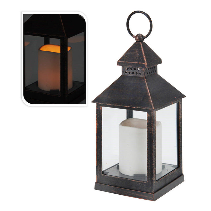 Farol Con Vela De Led 10, 5X10, 5X23Cm Bronce