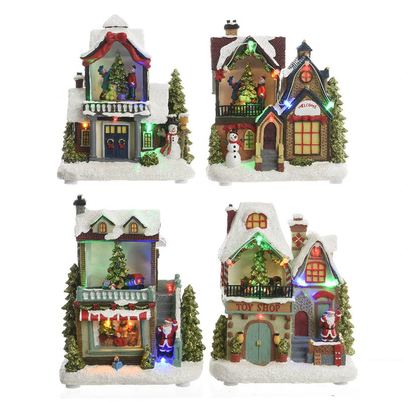 Christmas House Led 3Xaa Assorted Models 14X9X20Cm