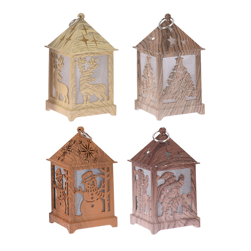 Carved Wood Effect Led Lantern 6.5x6.5x12cm Assorted Colors/Models