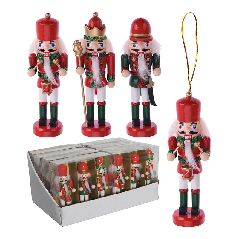 Wooden Nutcracker Doll Set of 3 Pieces 4x3x12.5cm Assorted Colors/Models