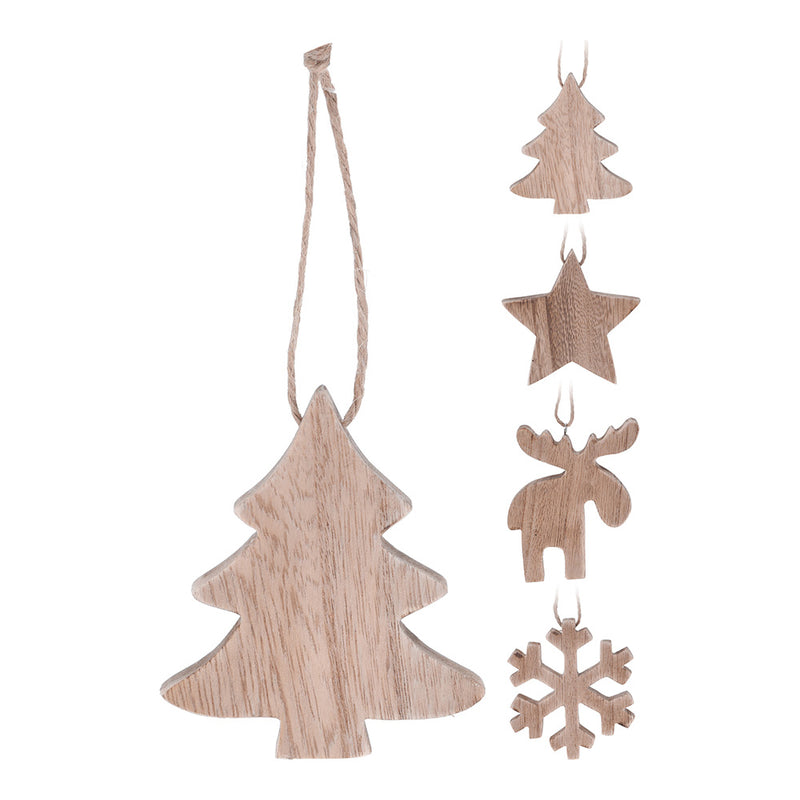 Christmas Ornament Hanging Wood 10cm Assorted Colors/Models