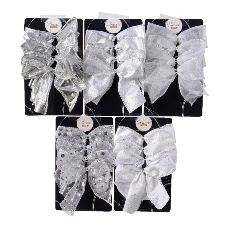 Silver Polyester Bows for Decoration Assorted