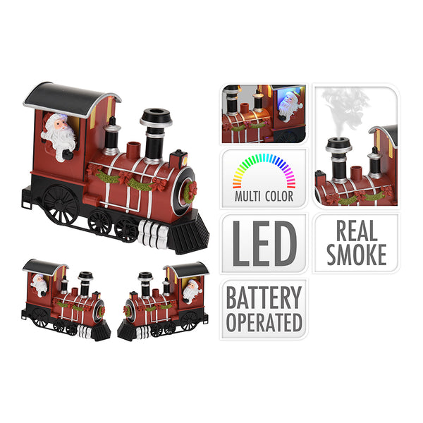 Christmas Scene Train With Real Smoke 7.5X19X12.5Cm