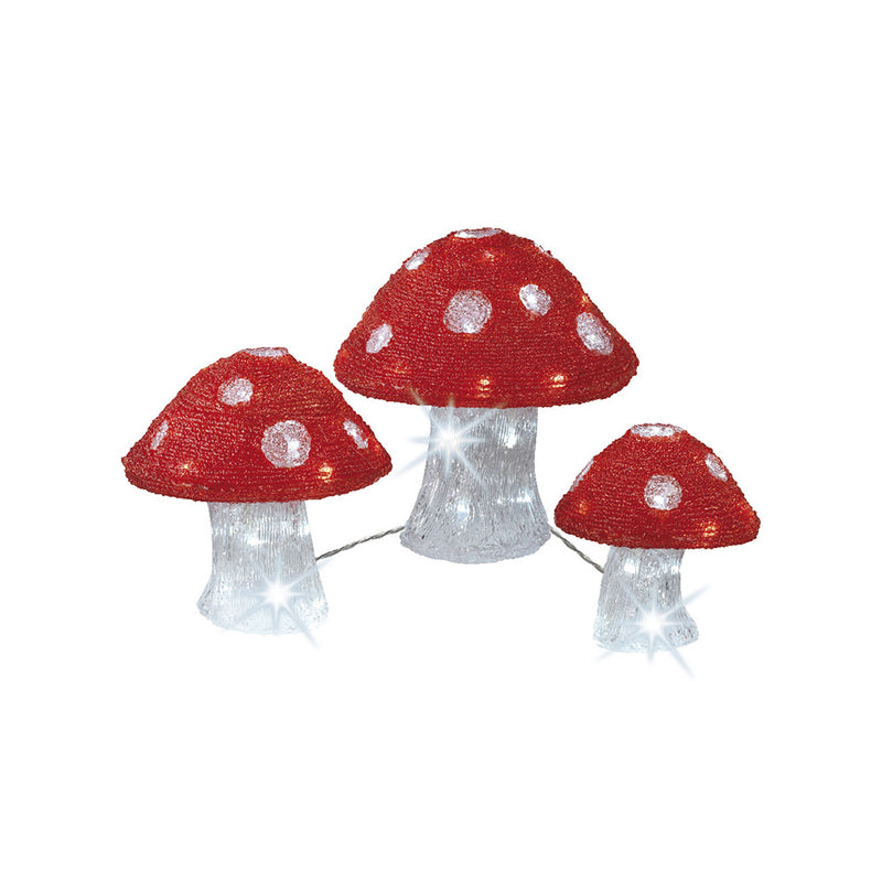 Set of 3 Acrylic Mushroom Figures Outside 25cm/20cm/18cm