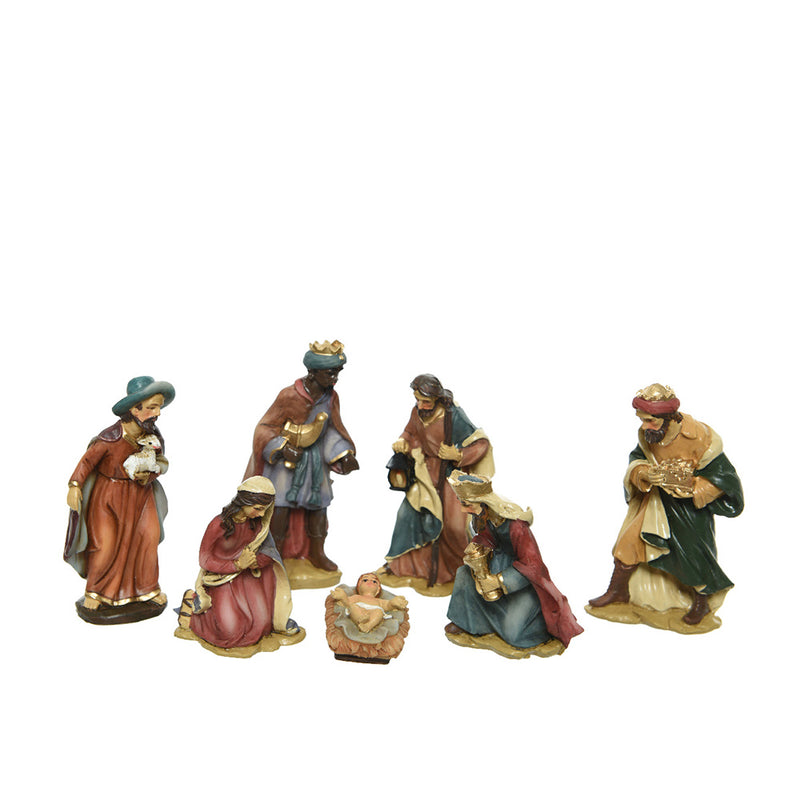 Set of 7 figures for nativity scene 9 cm