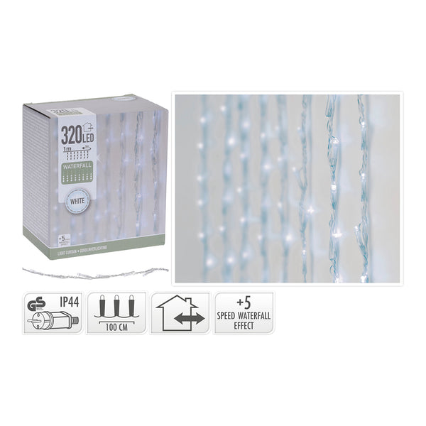 Curtain 320 Cold White LEDs With 5 Functions 1X2M