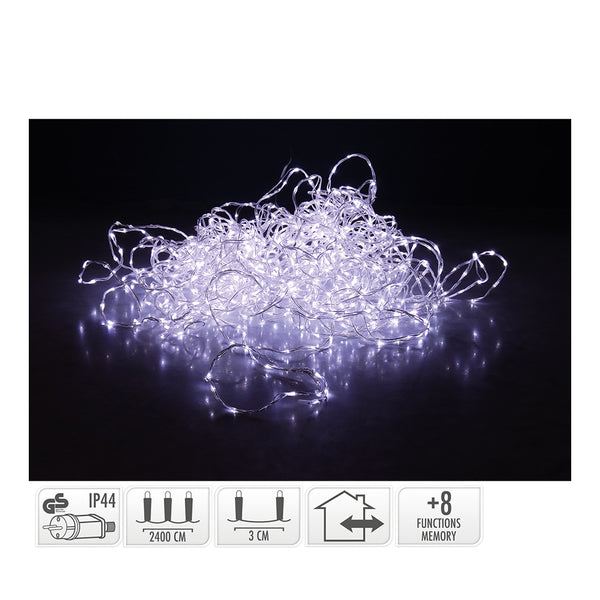 Soft Wire Garland 800 Cold White LEDs 8 Functions 27M