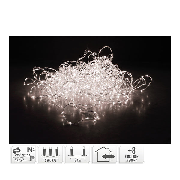 Soft Wire Garland 1200 Warm White LEDs 8 Functions 39M