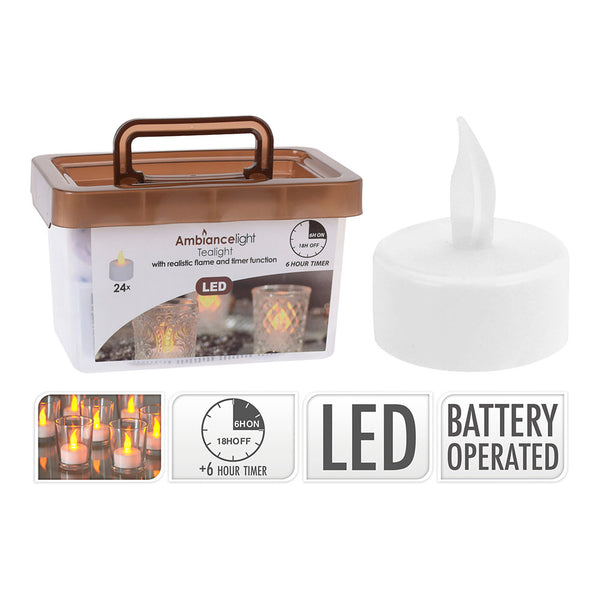 Set 24 Velas Led Efecto Fuego Real