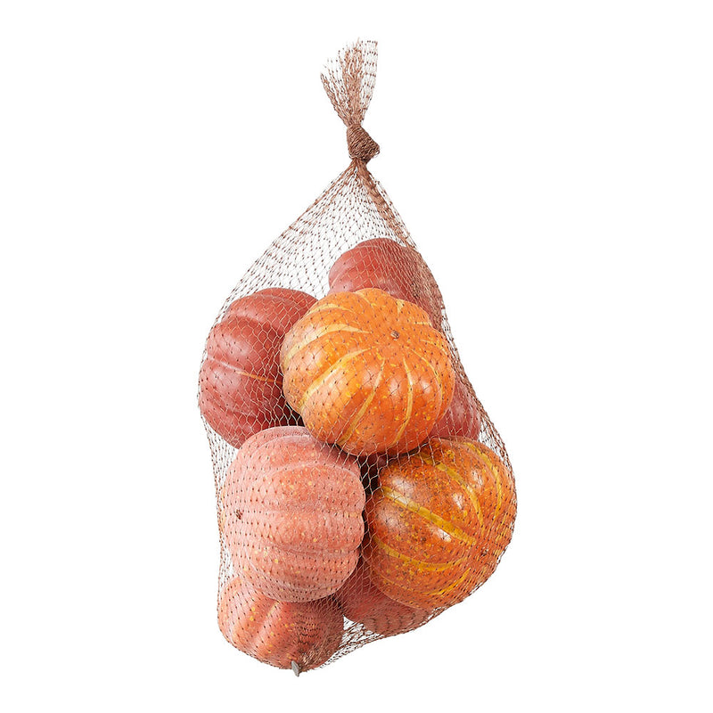 Set of 9 Decorative Pumpkins in Net, Measurements: 29x18x12cm