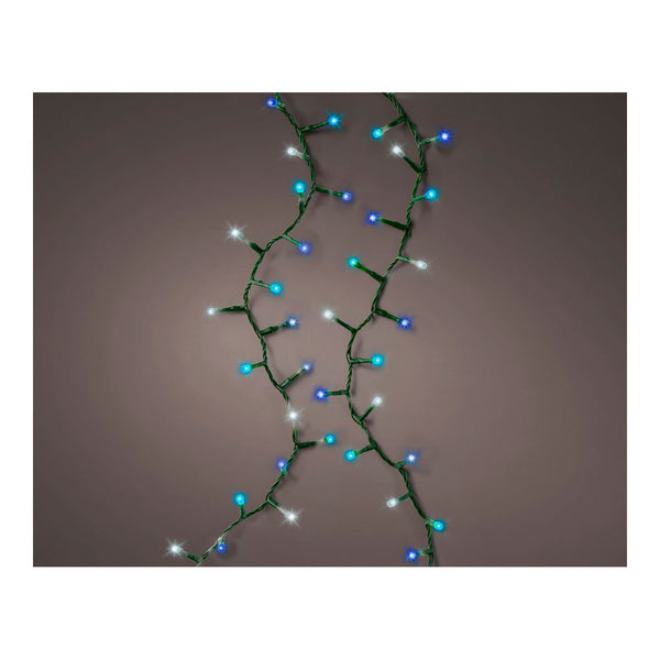 Compact Flashing LED String Lights in White, Blue and Turquoise 750 LEDs Green Cable 21M