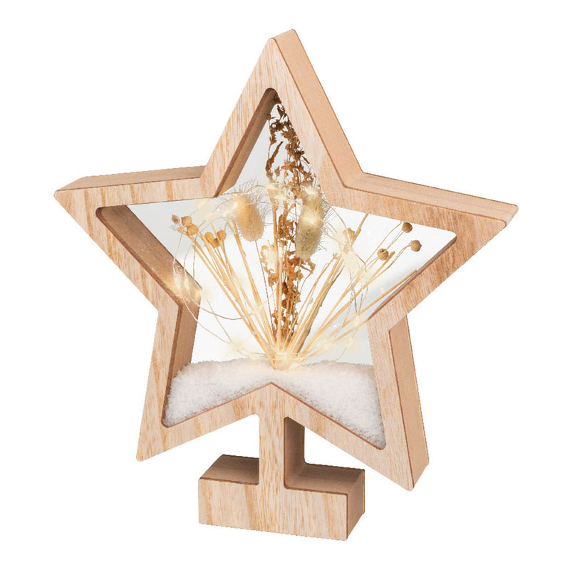 Estrella De Madera Con Microleds 4X26X28Cm 25 Leds