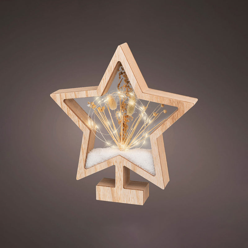 Estrella De Madera Con Microleds 4X26X28Cm 25 Leds