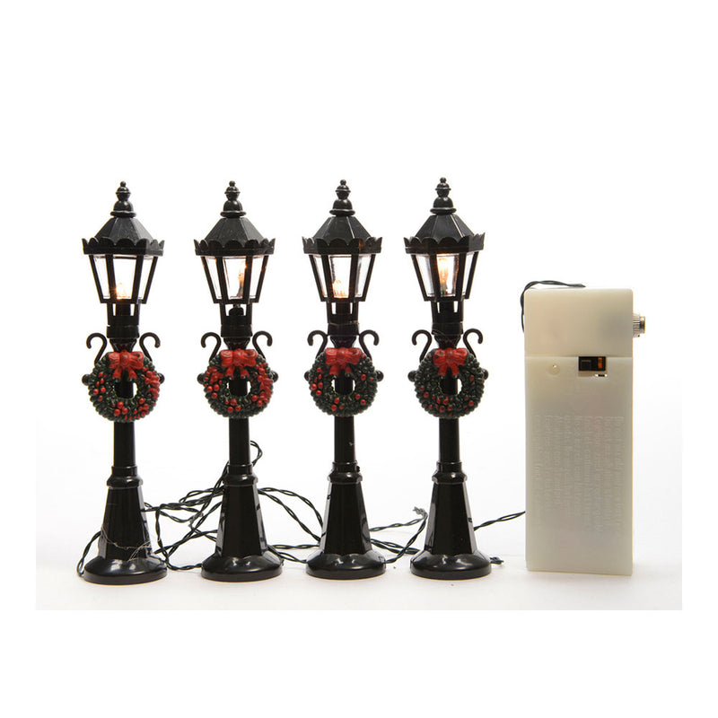 Lanterns for Christmas scenes Set of 4 Ø2.5x12cm 4 LEDs