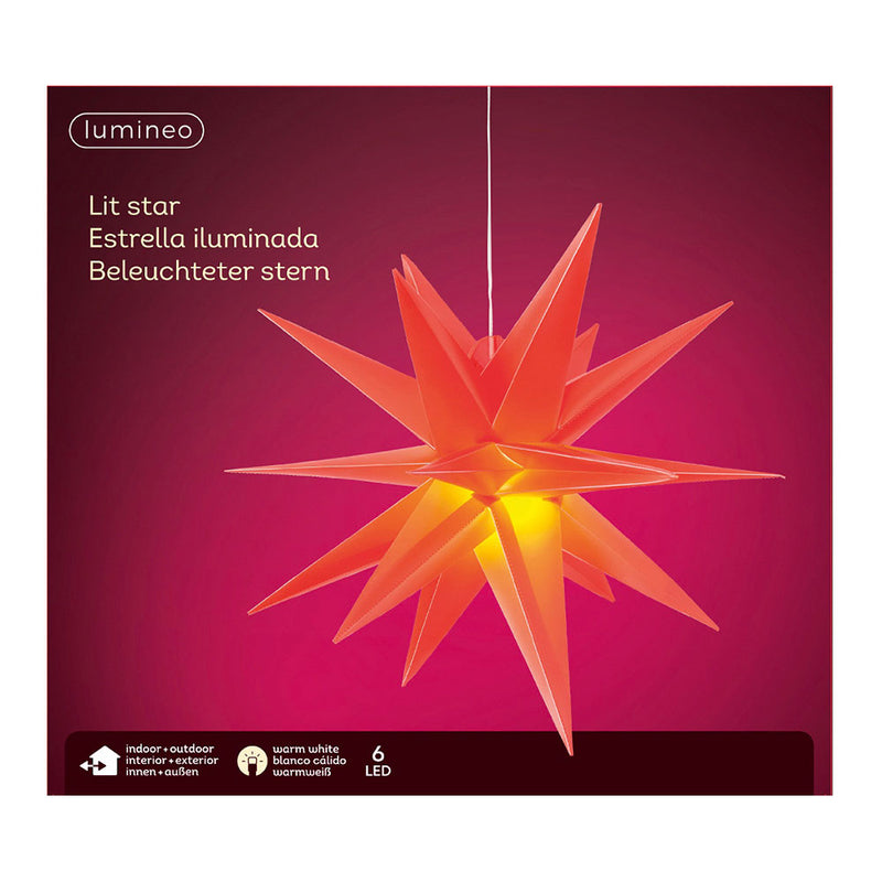 Illuminated Red Star Ø40X40Cm 6 LEDs Outdoor