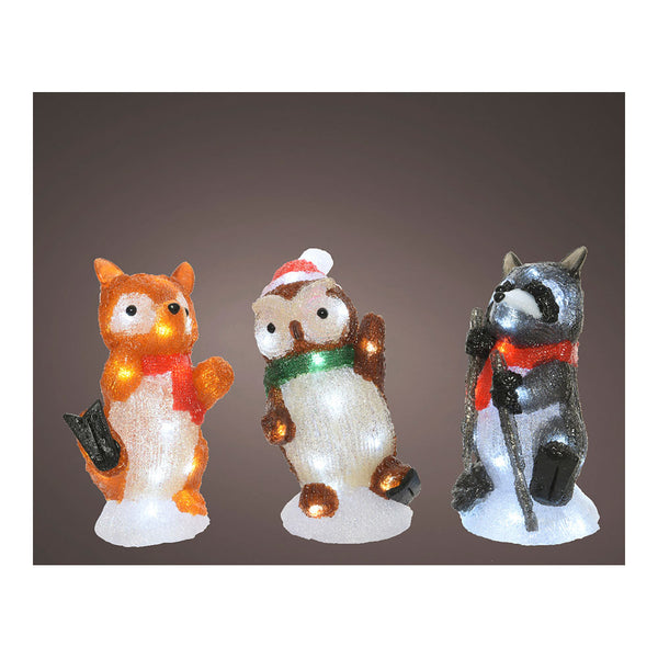 Acrylic Animal Figures Led For Outdoor 13x10x24cm 20 Leds Assorted Models