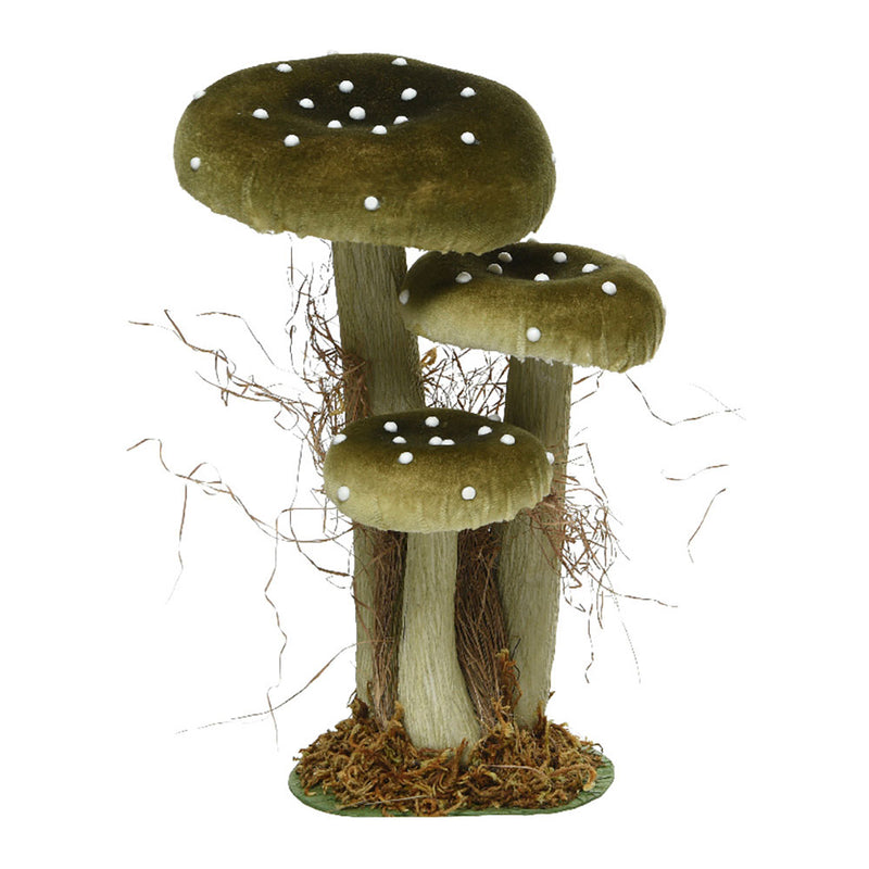 Set of 3 Mushrooms on Moss 14x18x26cm Assorted Colors/Models