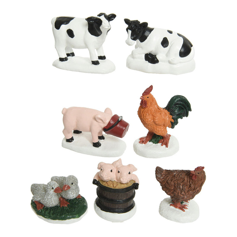 Blister of 7 Polyresin Farm Animal Figures