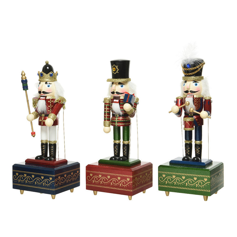 Fir Wood Music Box With Nutcracker 3 Assorted Models 12X10X30Cm