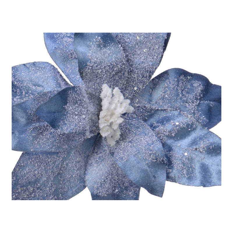 Blue Poinsettia Made Of Frozen Effect Polyester Ø34X6Cm Assorted Colors/Models