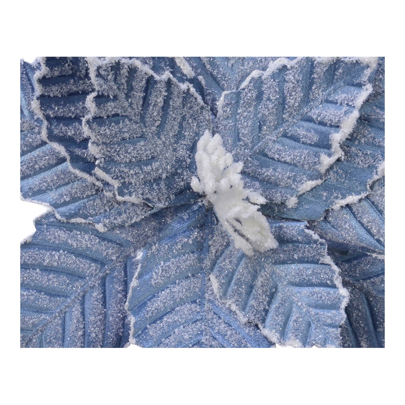 Blue Poinsettia Made Of Frozen Effect Polyester Ø34X6Cm Assorted Colors/Models