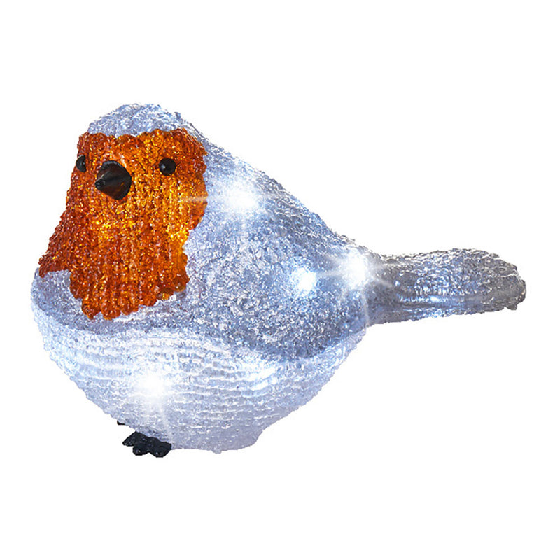 Acrylic Robin With Led 11X21X14Cm 20 Leds