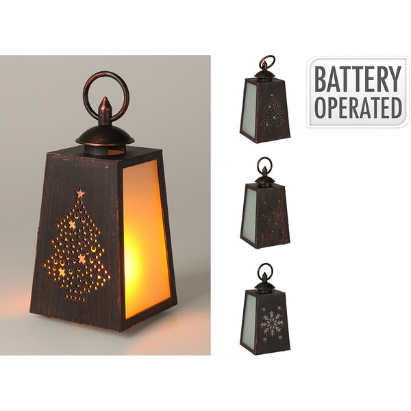 LED Flame Effect Lantern, Battery Operated, 3 Models, 10x19cm. Basics