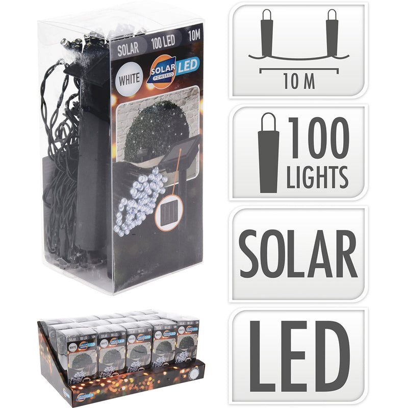 Solar Led Garland, Cold White, 100 Leds, 10M.