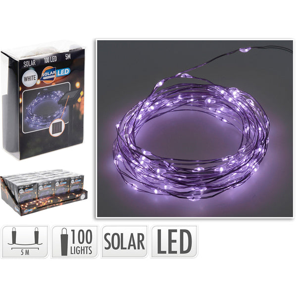 Guirnalda Micro Led, Violeta, 100 Leds, Solar, 7M.