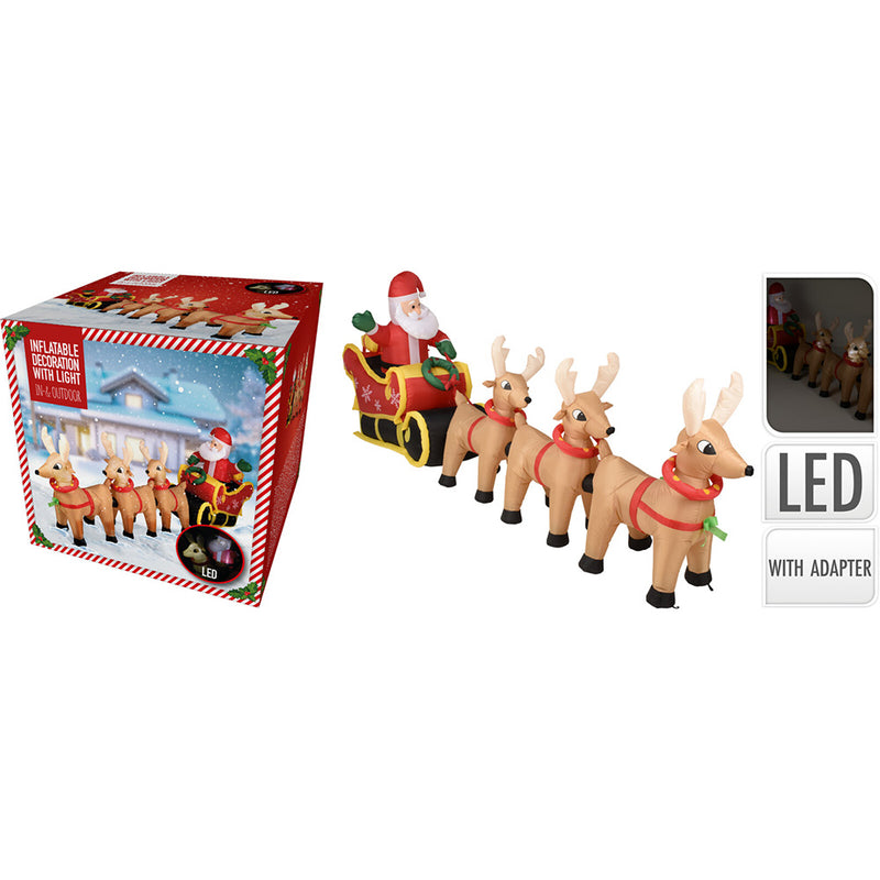 Inflatable Santa with Reindeer with Led, Ip44, 220V. Basics