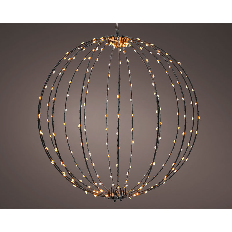 LED Hanging Ball Ornament, Black Metal Frame, Ø38cm. Lumineo