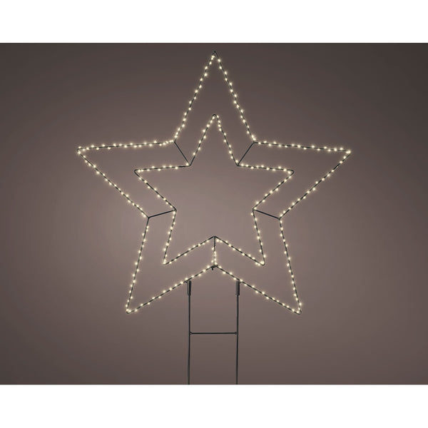 Double Star Led Ornament With Stake 58X55Cm, Stake Size 25Cm, Total Size 75Cm. Lumineo