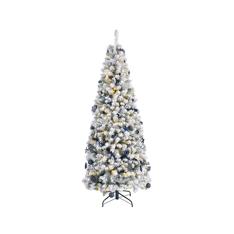 Arbol De Navidad Nevado Plegable Con Microled Parpadeantes Y Adornos, Ø64X150Cm. Everlands