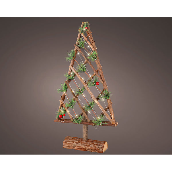 Microled Decorative Wooden Tree, 20 LEDs, 25.5x6x49cm Warm White. Lumineo