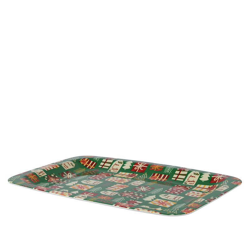 Green Rectangular Christmas Themed Tray, 41 x 2.2 x 29 cm