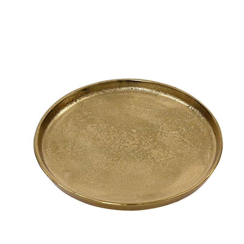 Golden Aluminum Decorative Tray, Ø30x2.5cm.