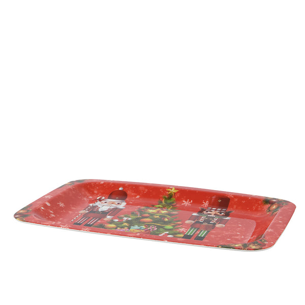 Red Christmas Tray with Rectangular Soldiers, 41x2.2x29cm.