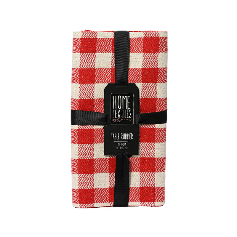 Red Checkered Table Runner, 30x150cm.