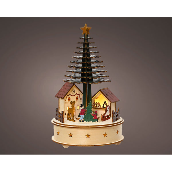 Microled House with Christmas Tree, with Music and Movement, Ø15 x 25 cm