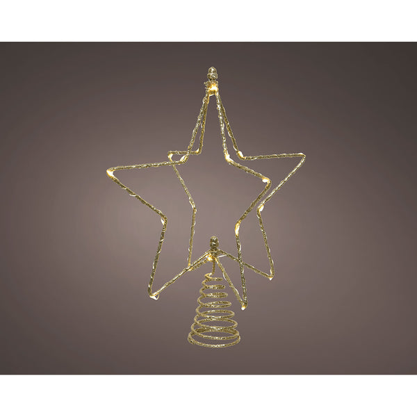 Gold Christmas Tree Star Microled Wire, 20x5x25cm. Lumineo