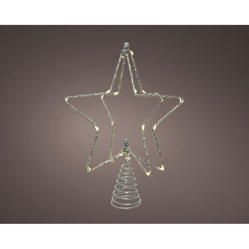 Silver Christmas Tree Star Microled Wire, 20x5x25cm. Lumineo