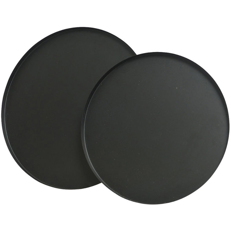 Set of 2 Matte Black Steel Trays, Ø35cm.