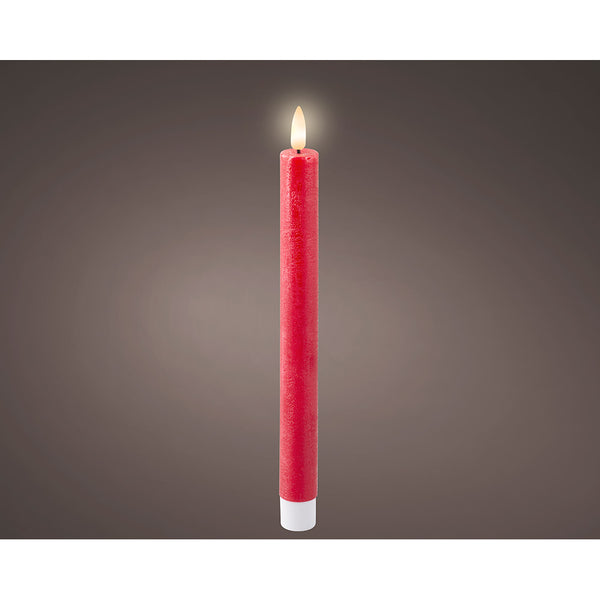 Pack of 2 Red Candle Units, Ø2.2x24.5cm. Lumineo