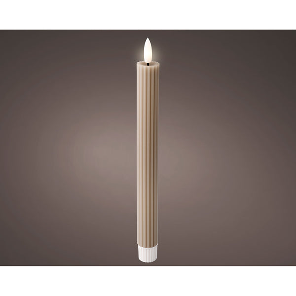 Pack of 2 units of light grey LED candles, scratched surface, Ø2.2 x 24.5 cm.