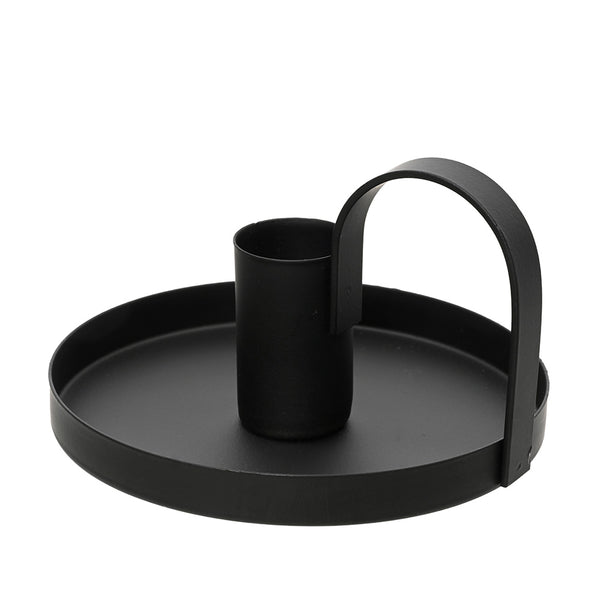 Round Black Iron Candle Holder, Ø10x6cm.