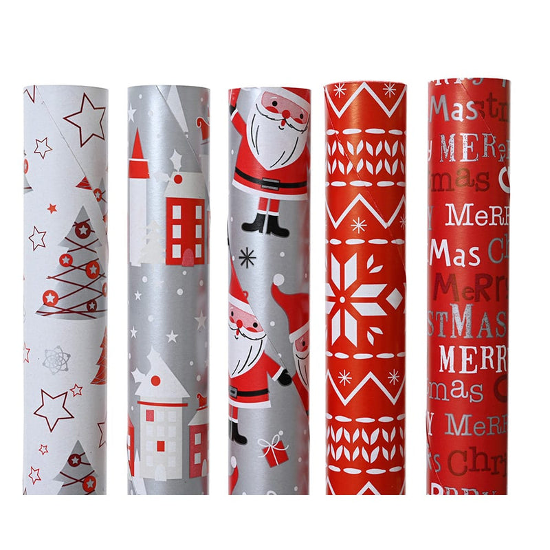 Christmas Wrapping Paper Roll, 5 Assorted Models.