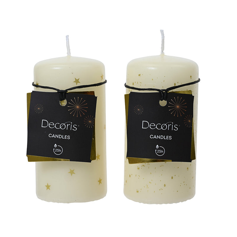 White Wax Candle, 2 Models, Ø5X10Cm. Decoris